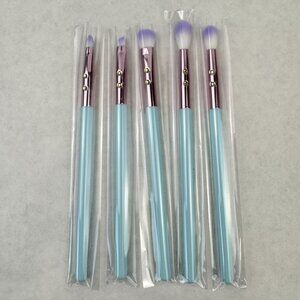 Slmissglam 5-Piece Ombre Eye Makeup Brush Set Stay Sparkly Ultra-Soft Aqua NEW